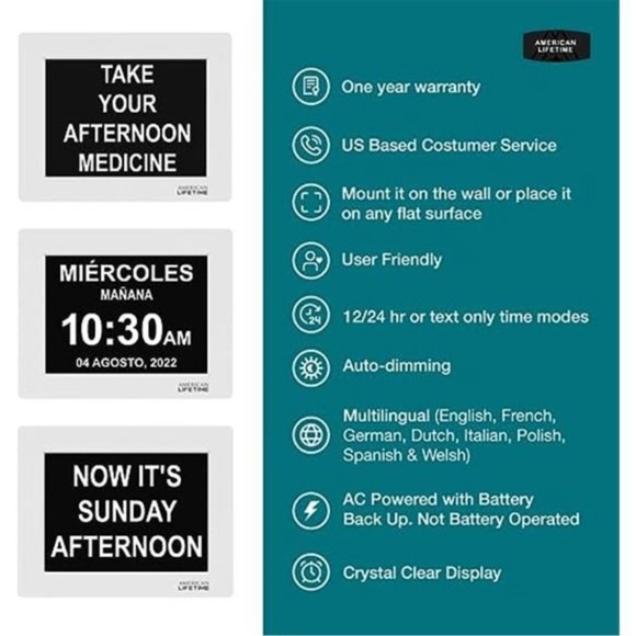 Dementia Clock Large Digital Clock for Seniors, Digital Clock Large Display - Picture 4 of 6